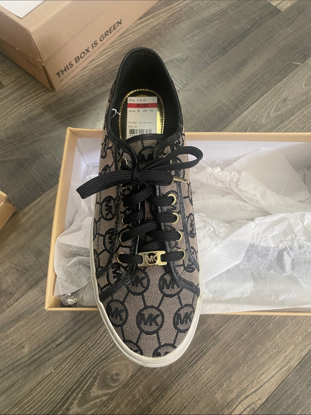 Michael Kors Brown Logo Jacquard Lace-Up Sneaker